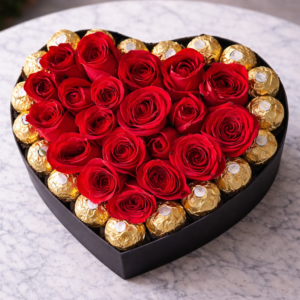 Caja con Flores y Ferrero Rocher